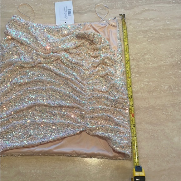 Sequin Mini Skirt size Small Champagne Sparkly Glitter Prom After Party - Picture 11 of 17